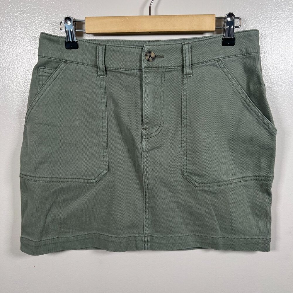 Faherty Organic Cotton Utility Mini Skirt Size Medium Fatigue Green Y2K Casual